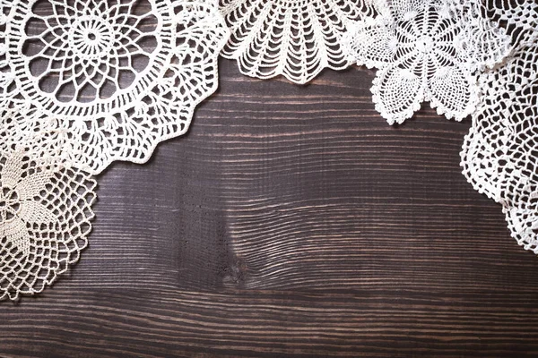 Vintage background with white crochet lace — Stock Photo, Image