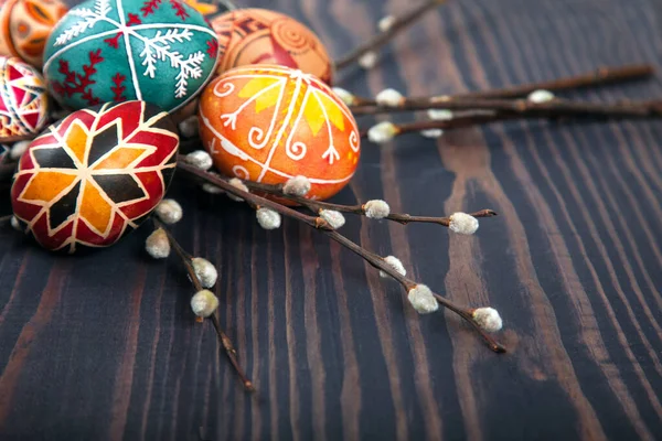 Beautiful painted easter eggs close-up. — Stock Photo, Image
