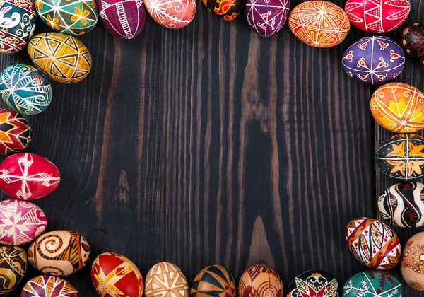 Beautiful painted easter eggs close-up.