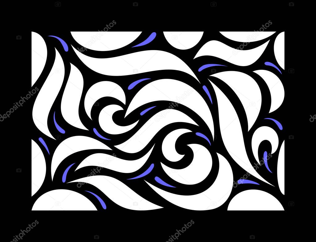 asymmetric pattern - hand drawn. Stylized floral ornament - flowing curved lines, scribbles. the idea is textiles, stained glass. pattern for decor in the interior
