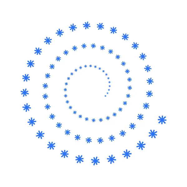 Νιφάδες χιονιού τοποθετημένες σε σπείρα - εικονογράφηση σε λευκό φόντο, σχεδιαστικό στοιχείο. Διακοπές, Χριστούγεννα, Πρωτοχρονιά. έλικα, νιφάδες χιονιού σε κύκλο. δυναμική — Διανυσματικό Αρχείο