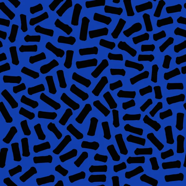 İşaretleyici vuruşları olan kusursuz bir doku. Düz mavi desenli. Tekstil için siyah darbeleri olan modern arkaplan