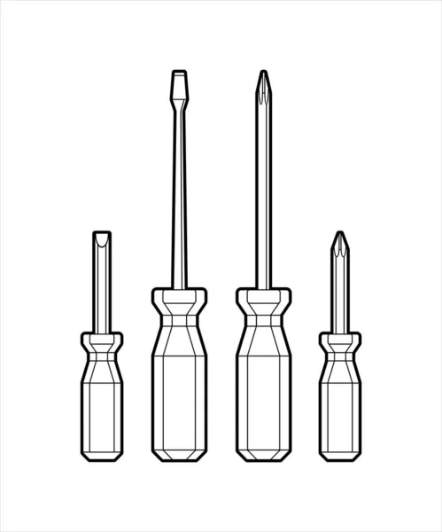 Screwdriver Set Flat Vector Illustration Isolated White Background Hand Tool — Stock Vector