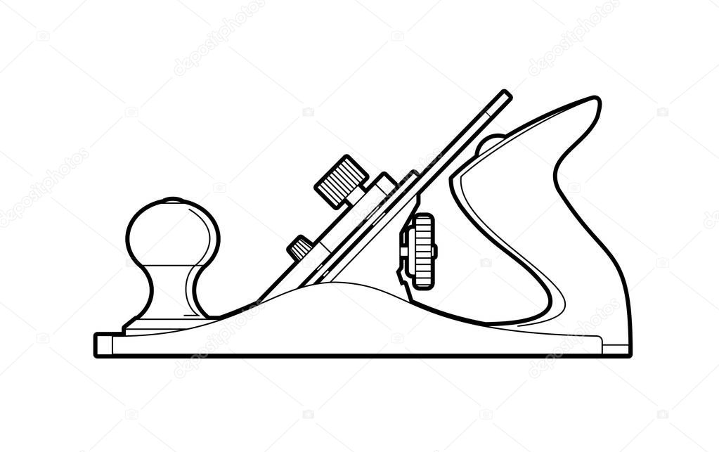 planer - a hand tool for working with wood. planer - vector flat illustration isolate on a white background. carpentry tools - coloring