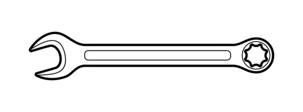 Moersleutel - slotenmaker handgereedschap - platte illustratie op witte achtergrond, kleurboek — Stockvector