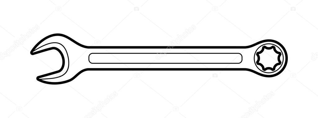 Wrench - locksmith hand tools - flat illustration on white background, coloring book.
