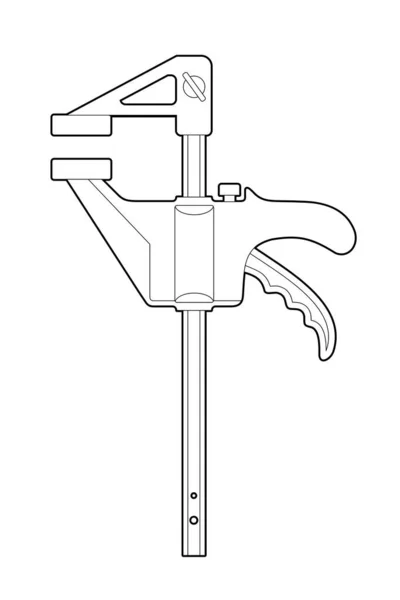 Clamp quick-lock f-shaped - flat illustration on a white background, coloring. hand tool — Stock Vector