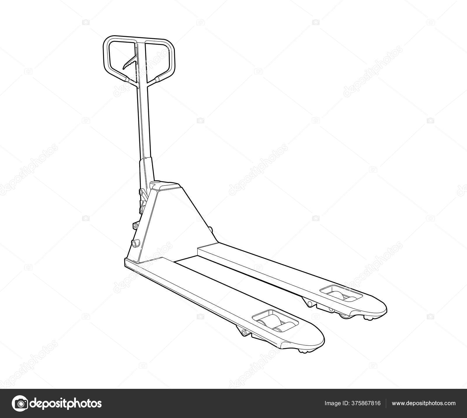 Pallet Truck Linear Technical Drawing Manual Forklift Warehouse