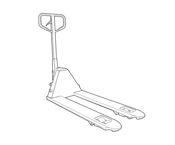 Transpaleta Dibujo Técnico Lineal Carretilla Elevadora Manual Para Almacén Ilustración — Vector de stock