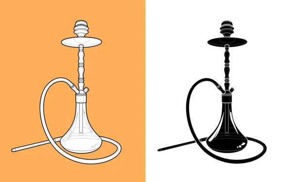 Vízipipa Színezés Sziluett Fekete Színű Vízipipa Stilizált Illusztráció Dohányzó Eszköz — Stock Vector