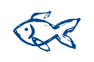 Doodle Sketch Balığı. Küçük balık - düz çizim. Deniz hayatı. deniz okyanusu