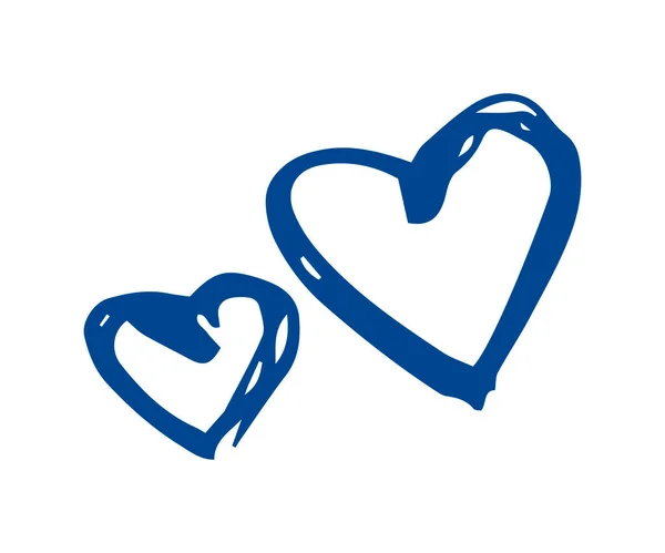 Два Серця Ескіз Білому Тлі Логотип Кохання День Закоханих Святкові — стоковий вектор