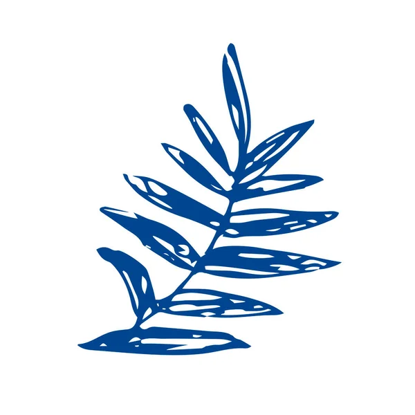 Κλαδί Σκίτσο Λευκό Φόντο Λογότυπο Τροπικό Φυτό Επίπεδη Απεικόνιση — Διανυσματικό Αρχείο