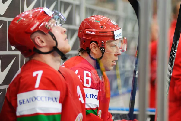 Minsk, Beyaz Rusya - 7 Mayıs: Andrei Kostitsyn görünüyor 2014 IIHF Dünya buz hokeyi Şampiyonası sırasında maç 7 Mayıs 2014 Minsk, Beyaz Rusya — Stok fotoğraf