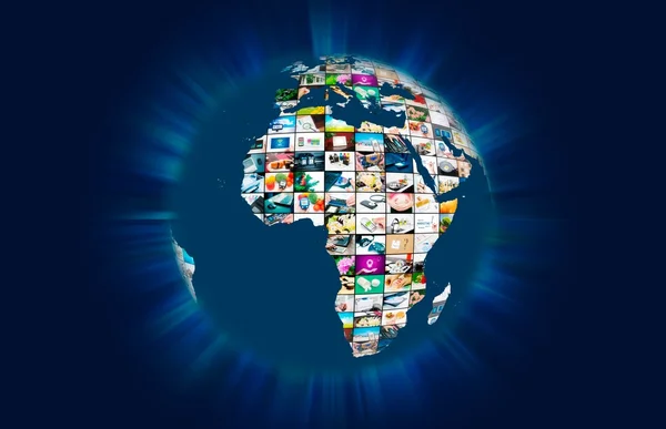Multimedya dünya küre soyut kompozisyon televizyon yayını — Stok fotoğraf