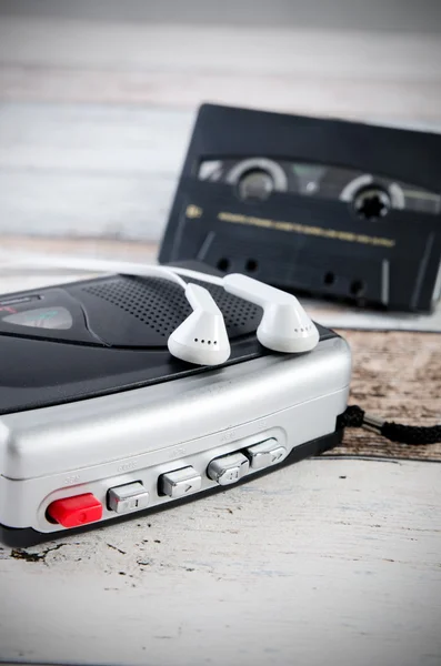 Stary magnetofon casette i rejestrator z słuchawki — Zdjęcie stockowe