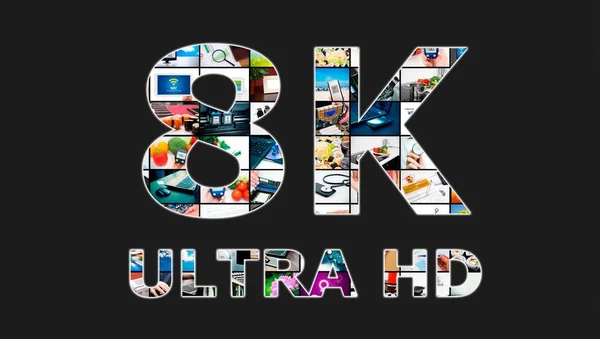 TV ultra HD. 8K television resolution technology. — Stock Photo, Image