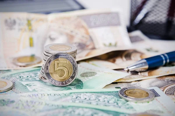 Polish money close up business composition — Stock Photo, Image