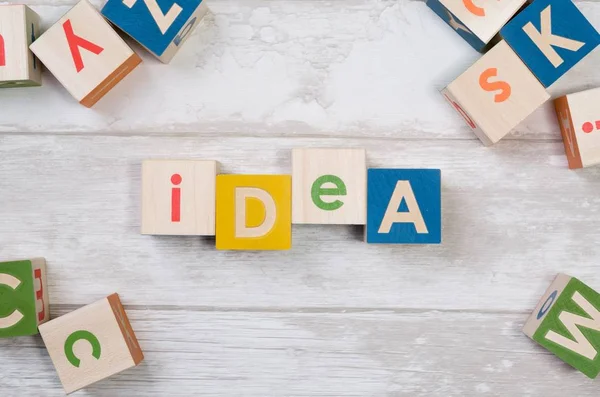 IDEA word with colorful blocks — Stock Photo, Image