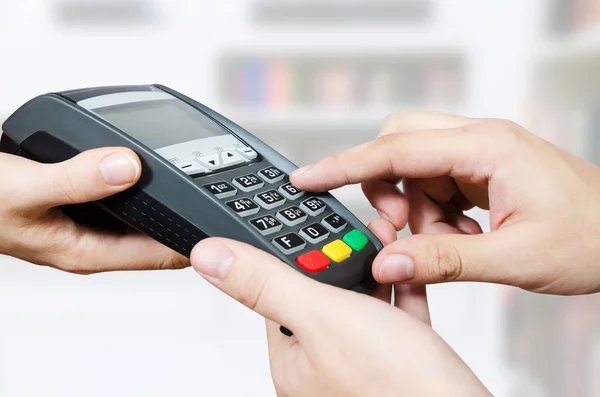 Credit card swipe through terminal for sale — Stock Photo, Image