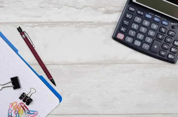 Business Desk im Büro Banner-Konzept von oben — Stockfoto