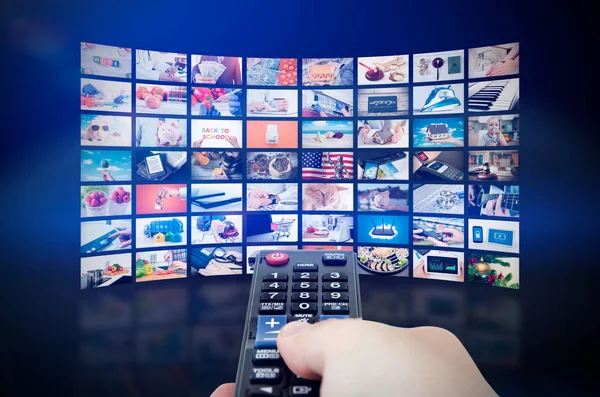 Multimédia transmissão de televisão parede de vídeo — Fotografia de Stock
