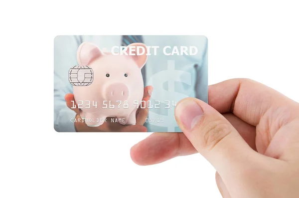 Hand holding plastic credit card — Stock Photo, Image