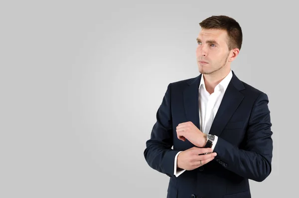 Businessman dressing suit, shirt and watch — Stock Photo, Image