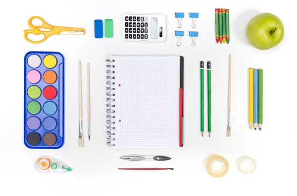School supplies on white background — Stock Photo, Image
