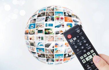 Multimedya küre soyut kompozisyon televizyon yayını