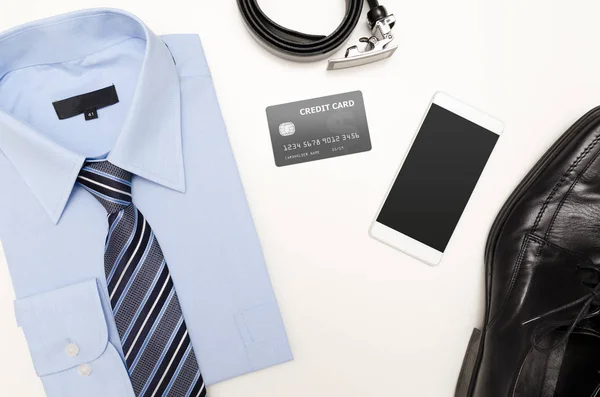 Roupas masculinas com camisa azul. Loja de roupas — Fotografia de Stock