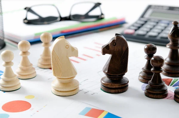 Šachy finanční obchodní strategie — Stock fotografie