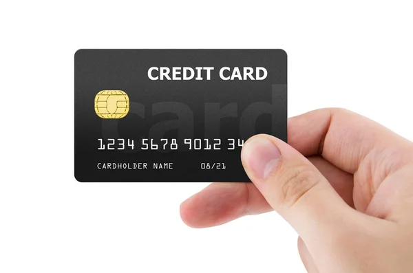 Hand holding plastic credit card — Stock Photo, Image