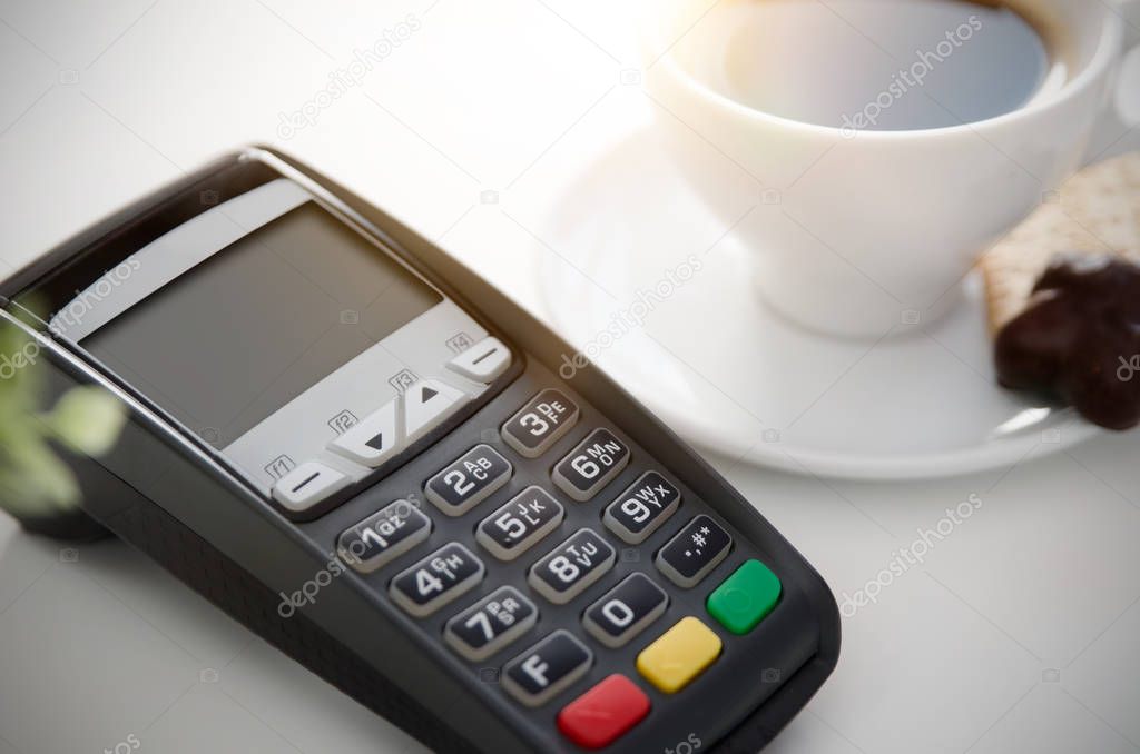 Mobile payment in cafe with smart phone