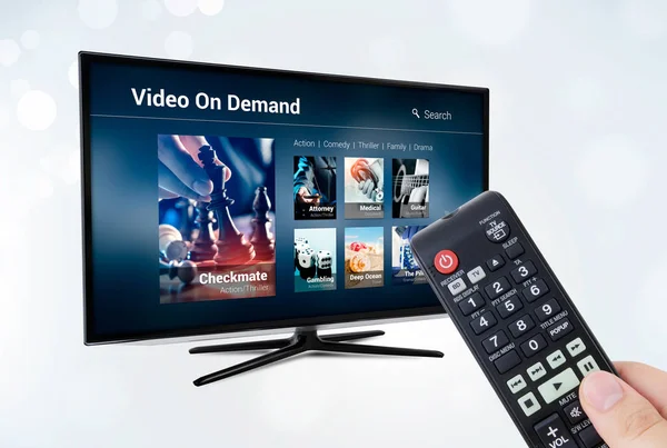 Video on demand VOD application or service on smart TV — Stock Photo, Image