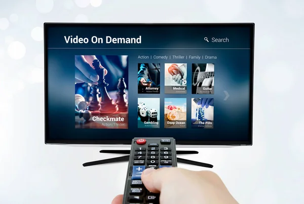 Applicazione o servizio VOD video on demand su smart TV — Foto Stock