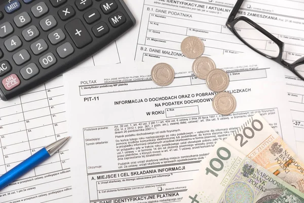 Польская налоговая форма. Финансы, концепция налоговых доходов — стоковое фото
