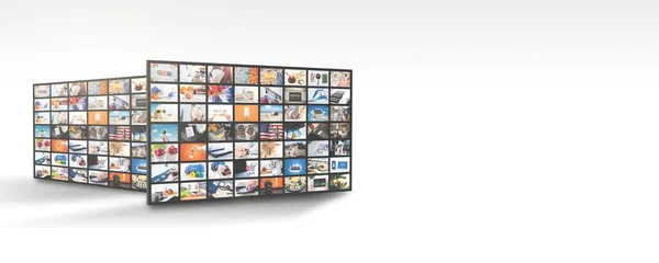Strömning Multimediapanel För Webb Banner Bild Med Kopieringsutrymme — Stockfoto