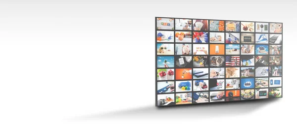 电视流媒体 电视多媒体面板 带有复制空间的Web横幅图像 — 图库照片