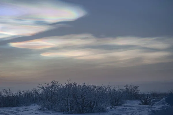 Increíbles Nubes Estratosféricas Cielo Sobre Vorkuta —  Fotos de Stock