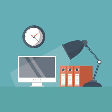 Ofis Çalışma Masası Vektörü Sanat Grafikleri Tasarımı Resmi