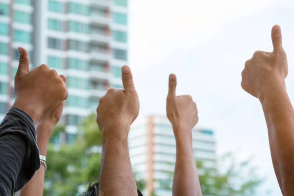A bunch of raised thumb of people — Stock Photo, Image