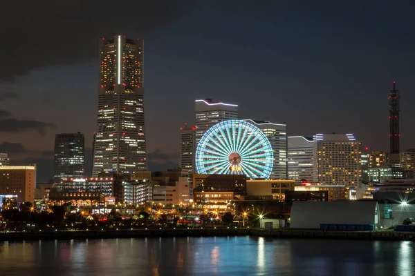 Puerto Ciudad Yokohama Puesta Del Sol Durante Temporada Invierno Vista — Foto de Stock