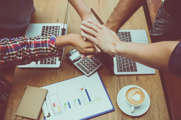 Business Working Team Put Hands Together Fighting Working Team Building — Stock Photo, Image