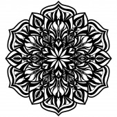 Mandala Kreislinie als schöne schwarz-weiße Blume auf weißem Hintergrund