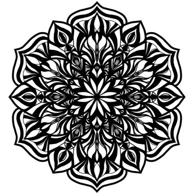 Mandala daire çizgisi beyaz arkaplanda siyah ve buğday çiçekleri kadar güzel.