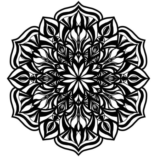 Mandala Ligne Circulaire Tant Que Belle Fleur Noire Blanche Sur — Photo