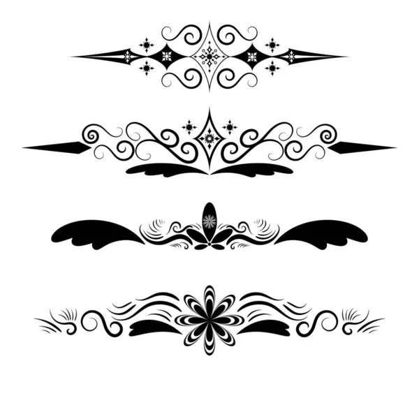 Creative Art Brush Set Pattern Border Black White Background — Stock Photo, Image