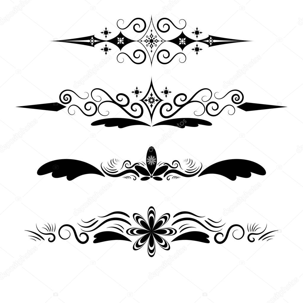 Creative art brush set with 4 pattern for border in black on white background