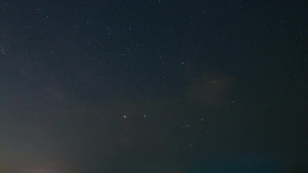 Hvězdná Mléčná Dráha Pohyb Tmavé Noční Obloze Hlukem Obilí Vzhled — Stock video